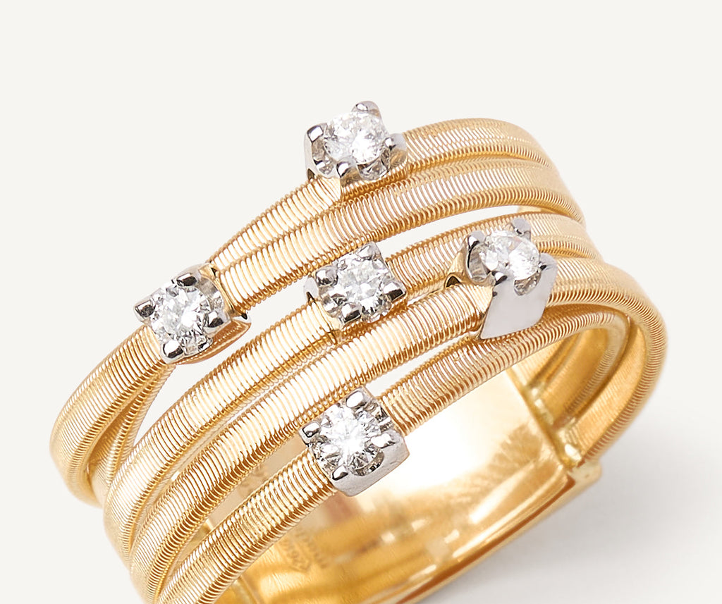Five-band diamond gold ring