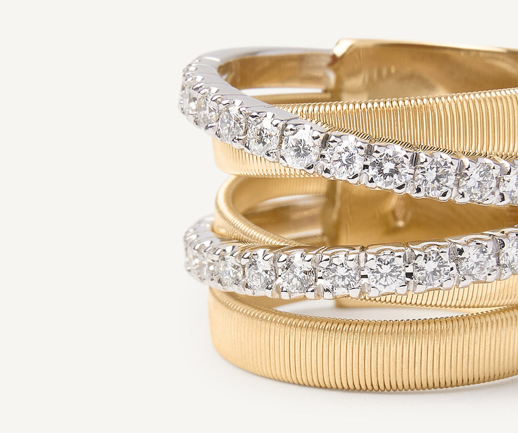 Ring aus Gold mit doppeltem Diamantband, groß