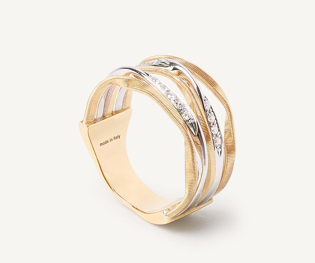 Fünfreihiger Ring aus Gold mit Diamanten