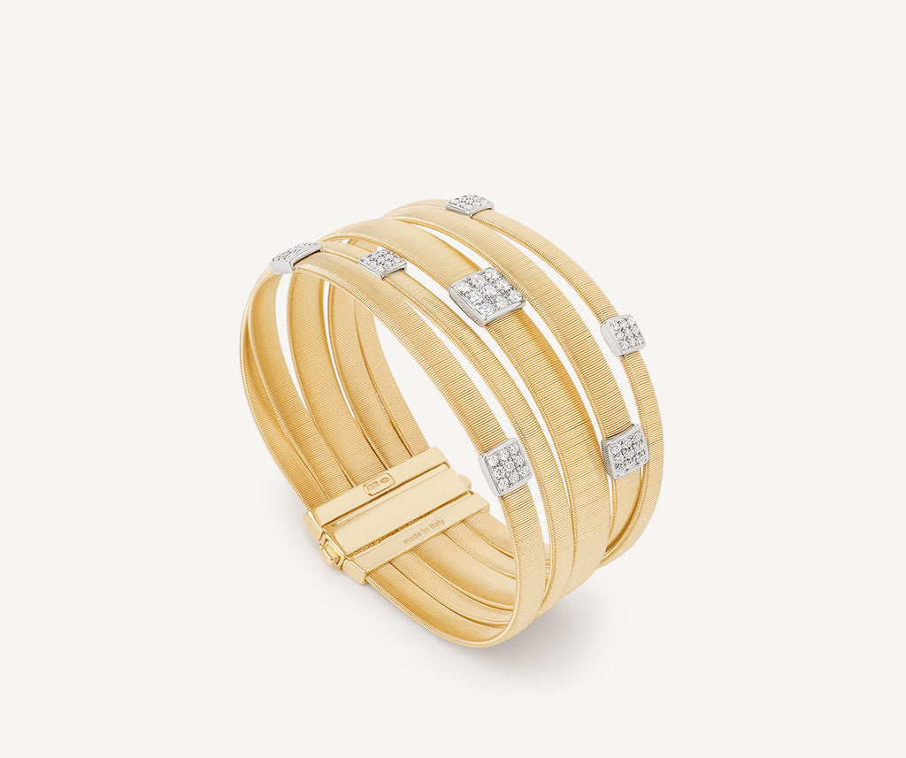 Fünfreihiges Armband aus Gold mit Diamantpavé